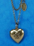 Halskette mit Herz Medaillon Engel gold ca. 41 - 47 cm