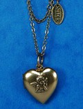 Halskette mit Herz Medaillon Engel gold ca. 59 - 64 cm