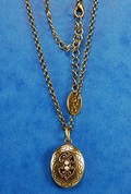 Halskette mit Medaillon creme/gold ca. 41 - 47 cm