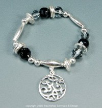 Pilgrim Armband Silhouette in schwarz/silber