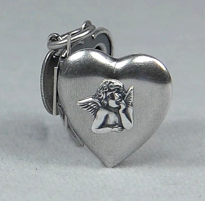 Herz Medaillon Engel silber