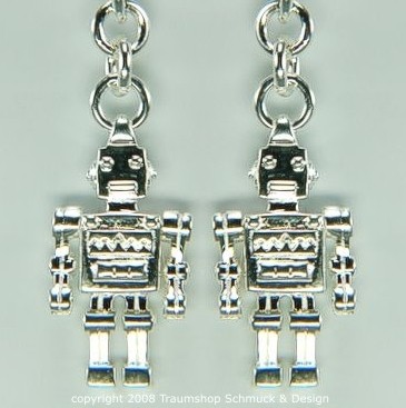 Pilgrim Charms PLUS Earrings Roboter 925 Silber