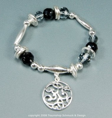 Pilgrim Armband Silhouette in schwarz/silber